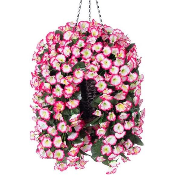 Artificial Hanging Flowers in Basket Fake Plant for Outside, Silk - Picture 8 of 8